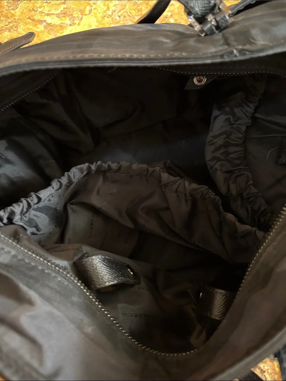 Burberry Black Check Pattern Diaper Tote Bag